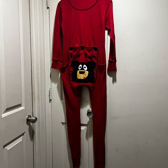 Lazy One Red Onesie with Bear Bum design on detachable back - Picture 10 of 16